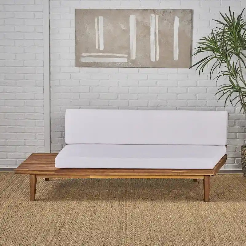 Minimalist Acacia Wood & Fabric Left-Sided Sofa