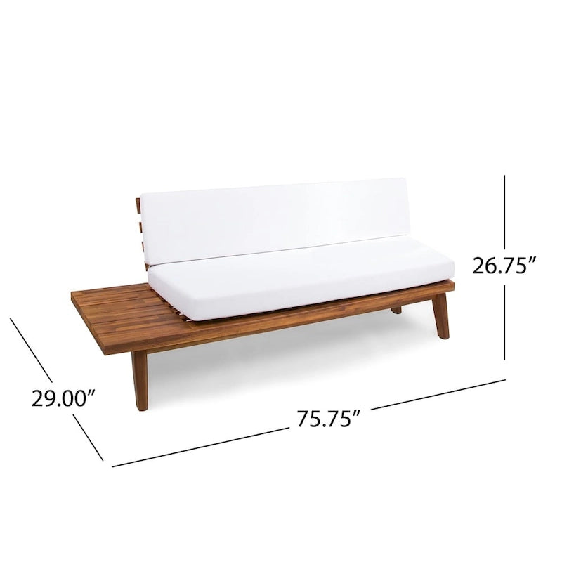 Minimalist Acacia Wood & Fabric Left-Sided Sofa