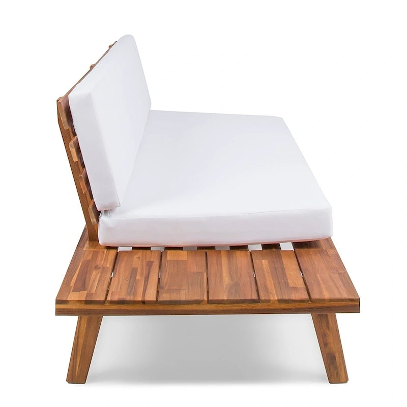 Minimalist Acacia Wood & Fabric Left-Sided Sofa