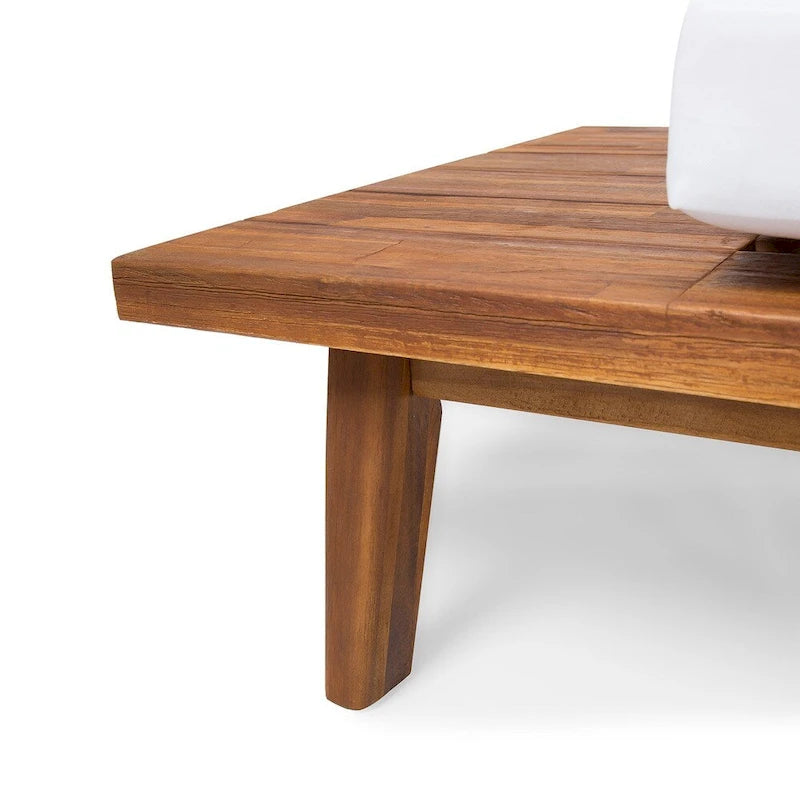 Minimalist Acacia Wood & Fabric Left-Sided Sofa