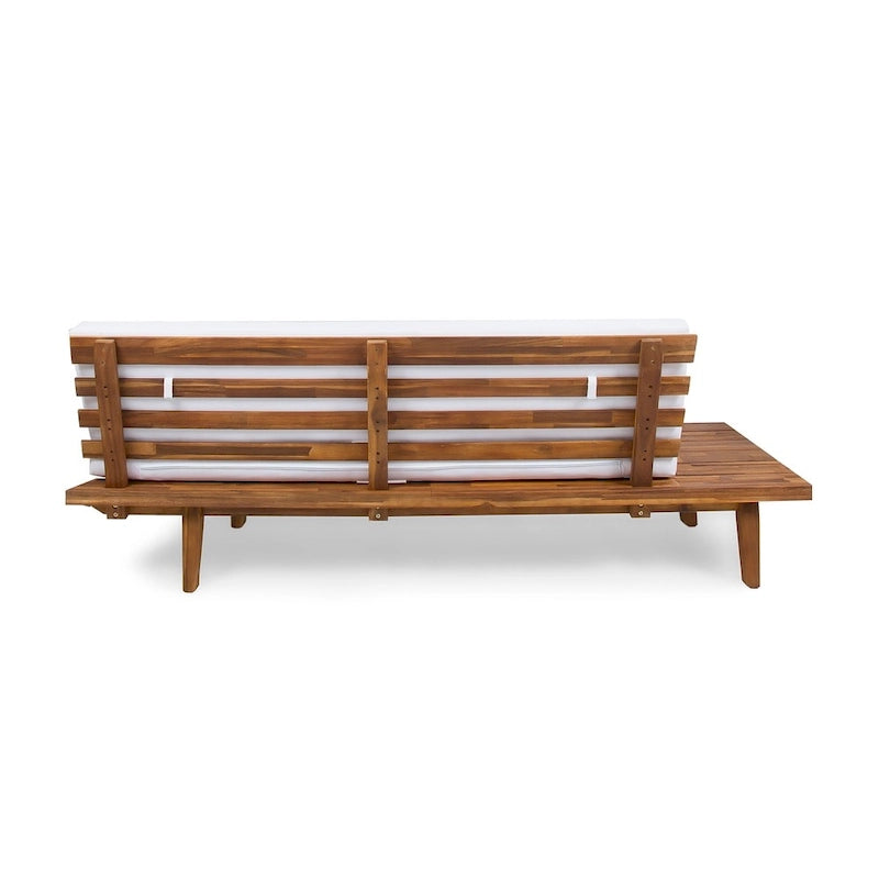 Minimalist Acacia Wood & Fabric Left-Sided Sofa