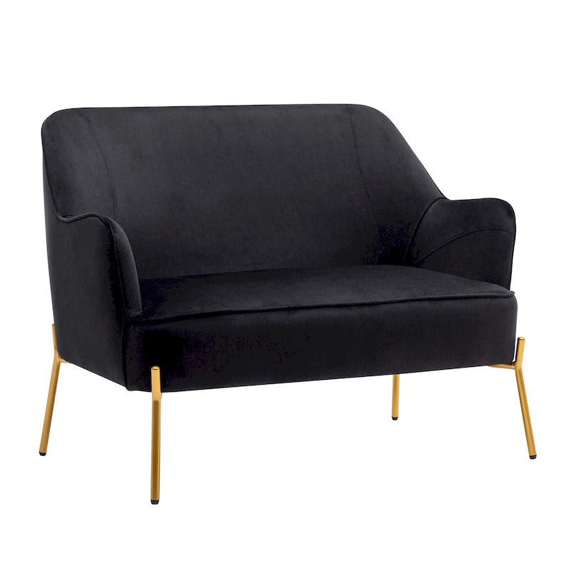 Velvet Loveseat Sofa with Gold Legs