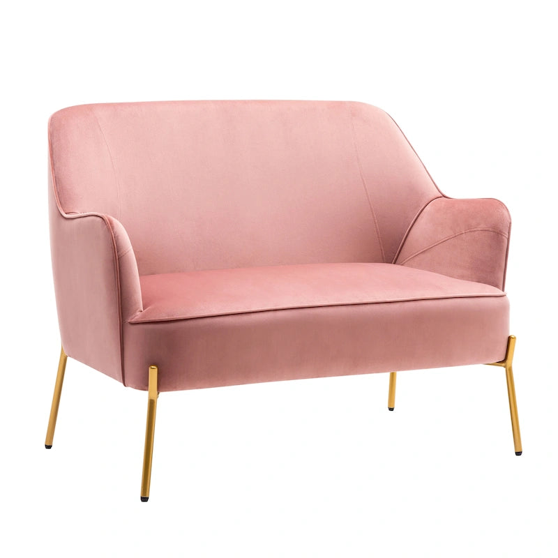 Velvet Loveseat Sofa with Gold Legs