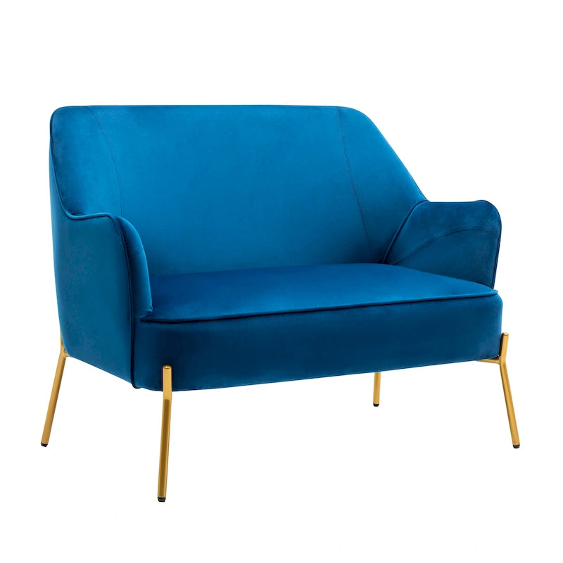 Velvet Loveseat Sofa with Gold Legs