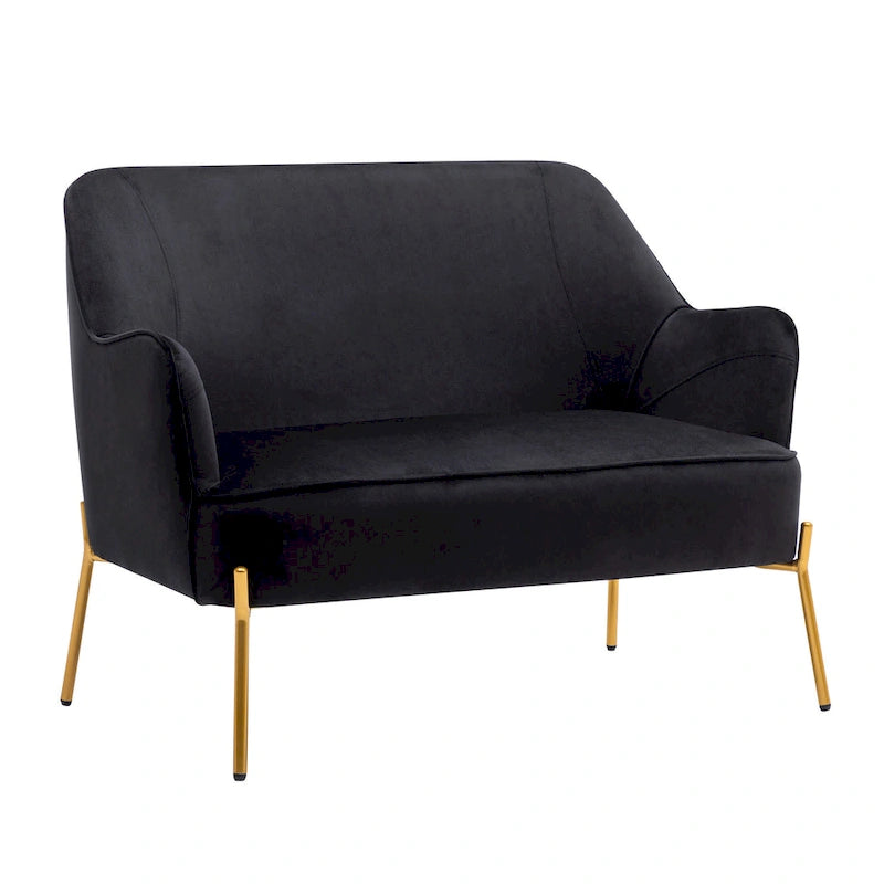 Velvet Loveseat Sofa with Gold Legs