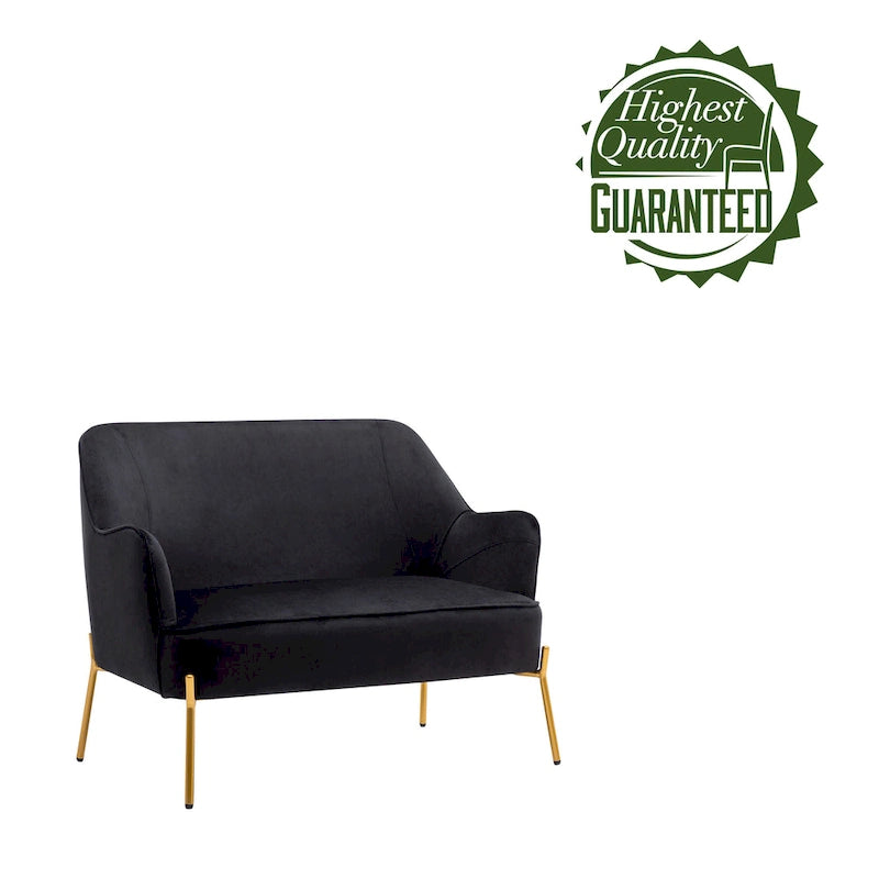 Velvet Loveseat Sofa with Gold Legs