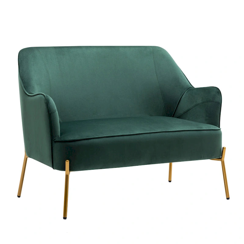 Velvet Loveseat Sofa with Gold Legs