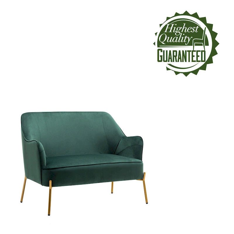 Velvet Loveseat Sofa with Gold Legs