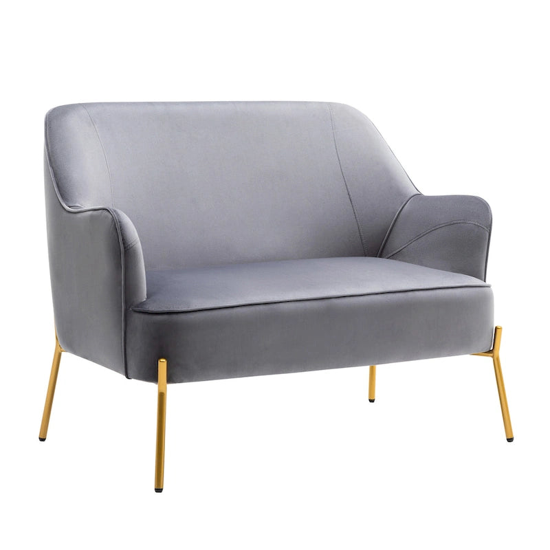Velvet Loveseat Sofa with Gold Legs