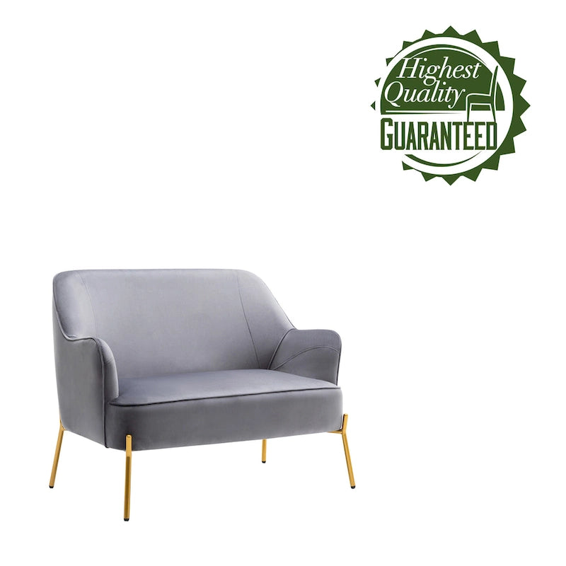 Velvet Loveseat Sofa with Gold Legs