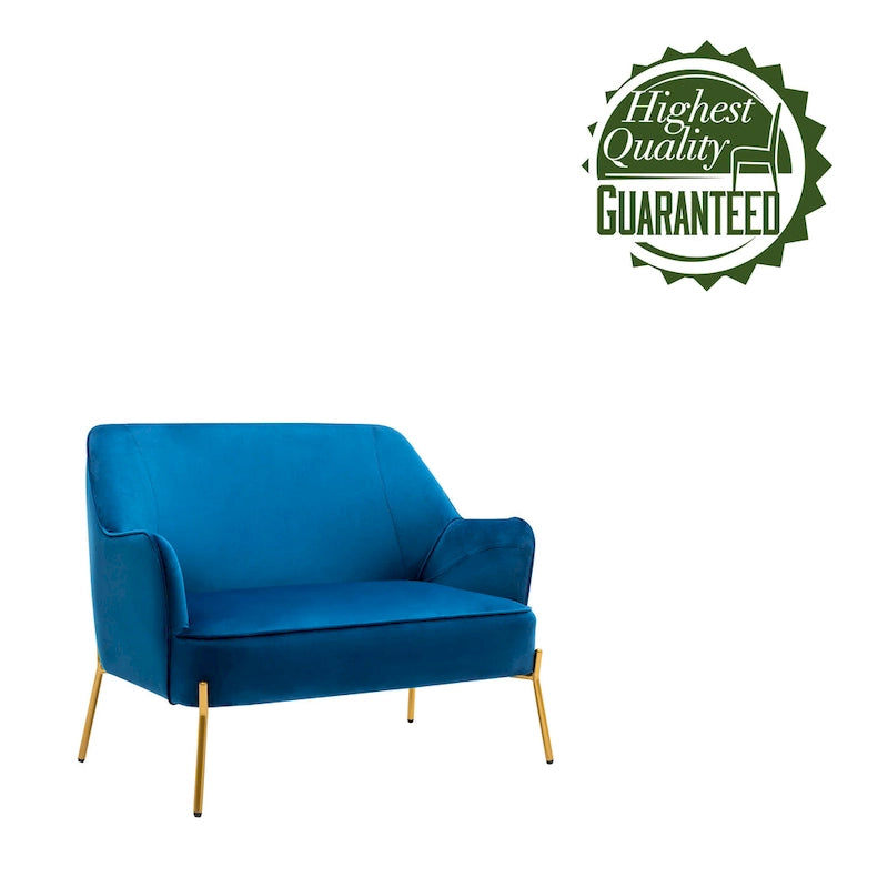 Velvet Loveseat Sofa with Gold Legs