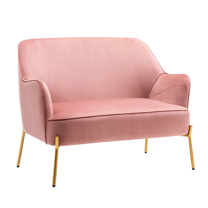 Velvet Loveseat Sofa with Gold Legs