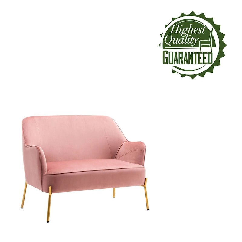 Velvet Loveseat Sofa with Gold Legs