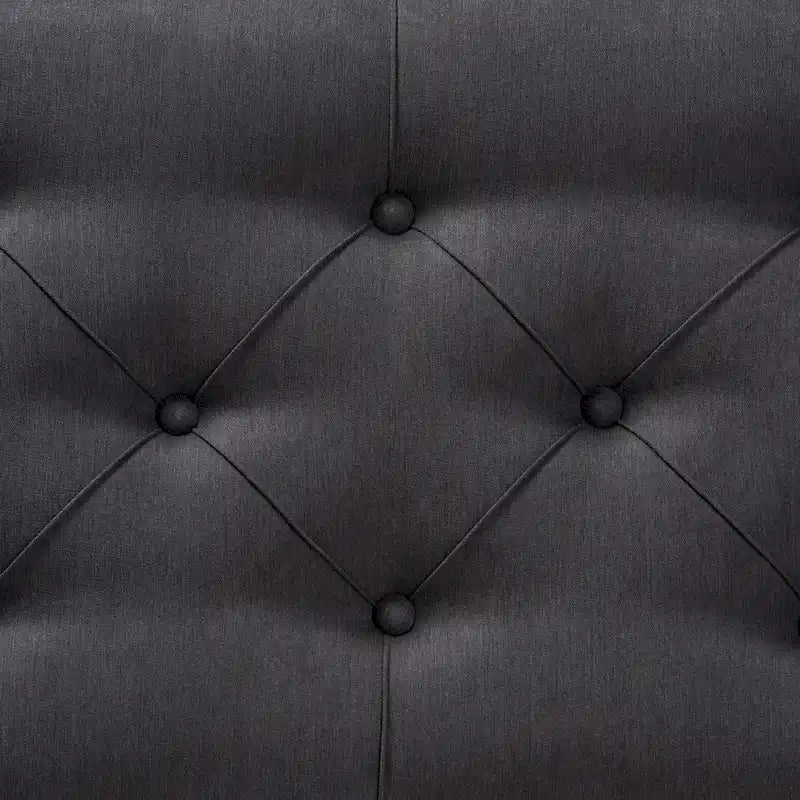 Modern Rustic Button Tufted Storage Bench - Charcoal