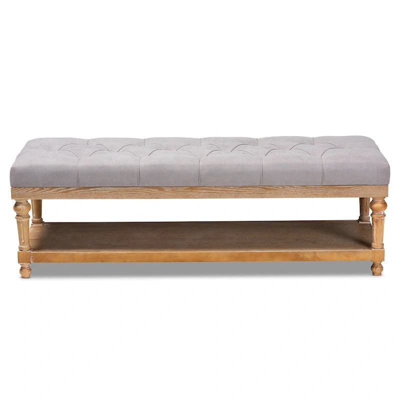 Modern Rustic Button Tufted Storage Bench - Charcoal
