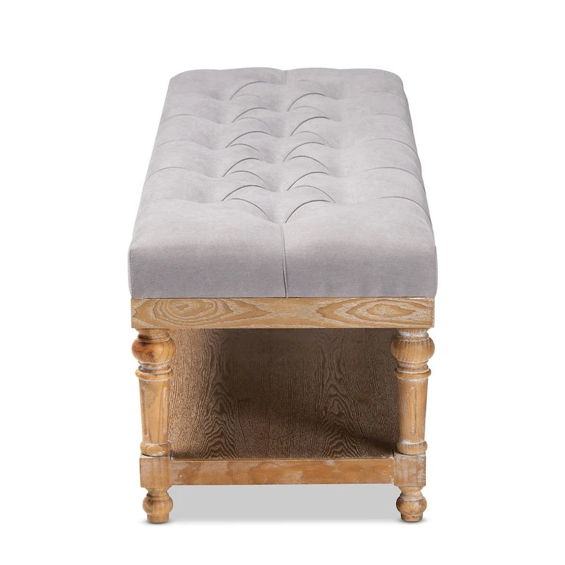 Modern Rustic Button Tufted Storage Bench - Charcoal