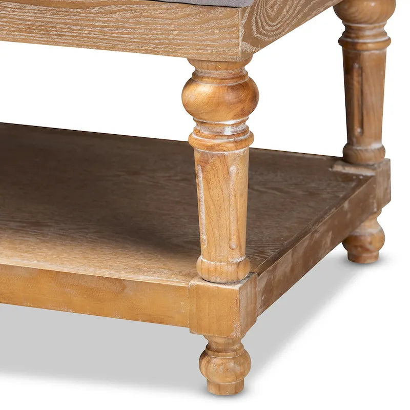 Modern Rustic Button Tufted Storage Bench - Charcoal