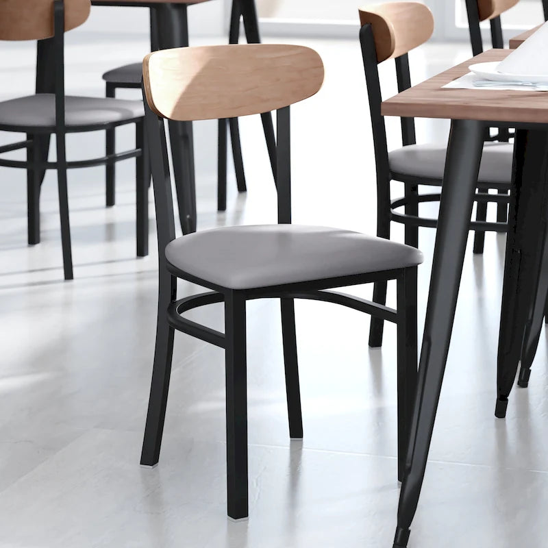 Commercial Metal Dining Chair with Wood Seat and Back