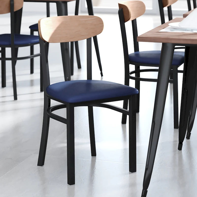 Commercial Metal Dining Chair with Wood Seat and Back