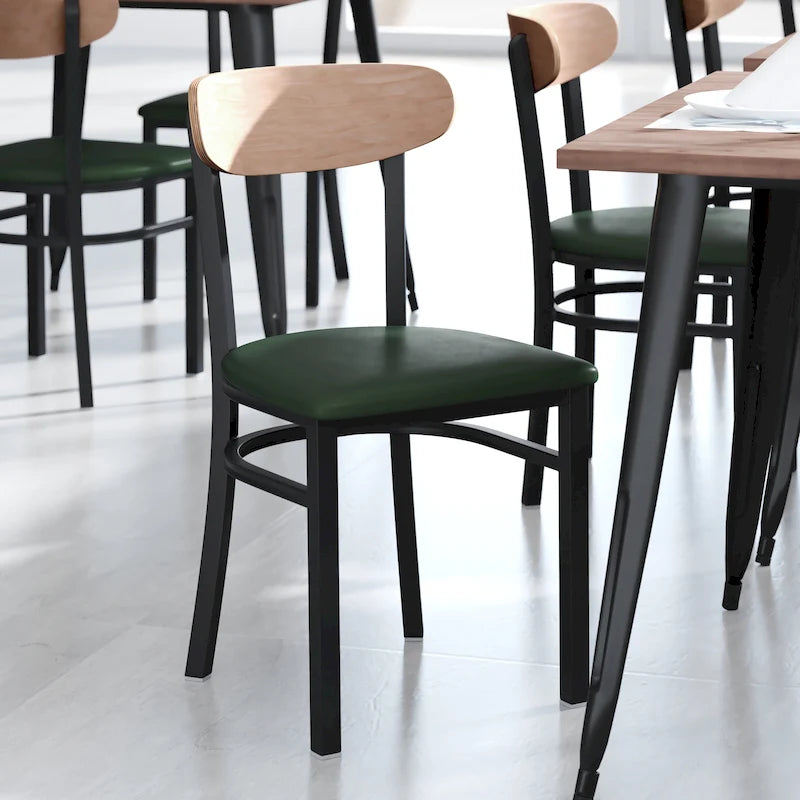 Commercial Metal Dining Chair with Wood Seat and Back