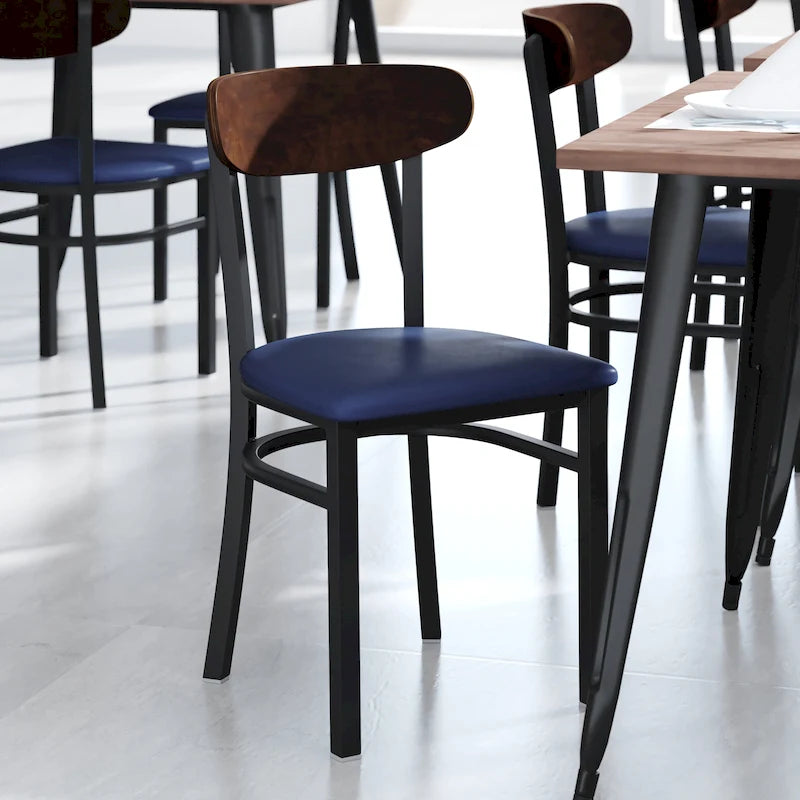 Commercial Metal Dining Chair with Wood Seat and Back