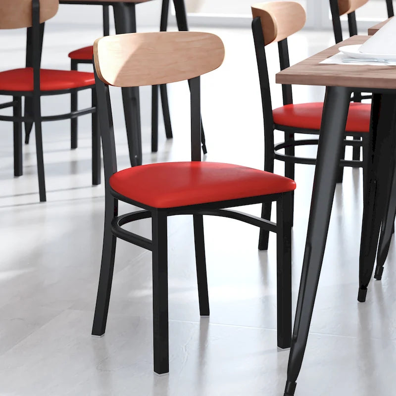 Commercial Metal Dining Chair with Wood Seat and Back