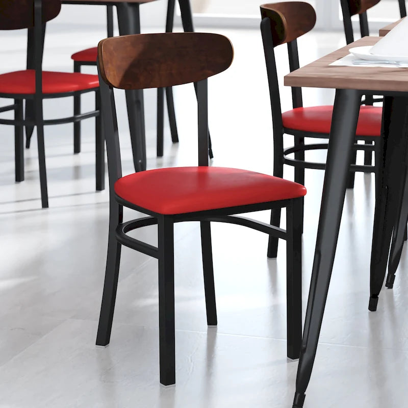Commercial Metal Dining Chair with Wood Seat and Back