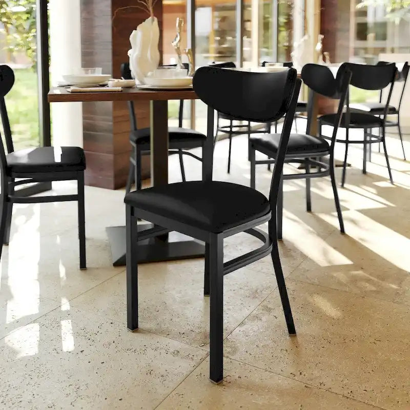 Commercial Metal Dining Chair with Wood Seat and Back