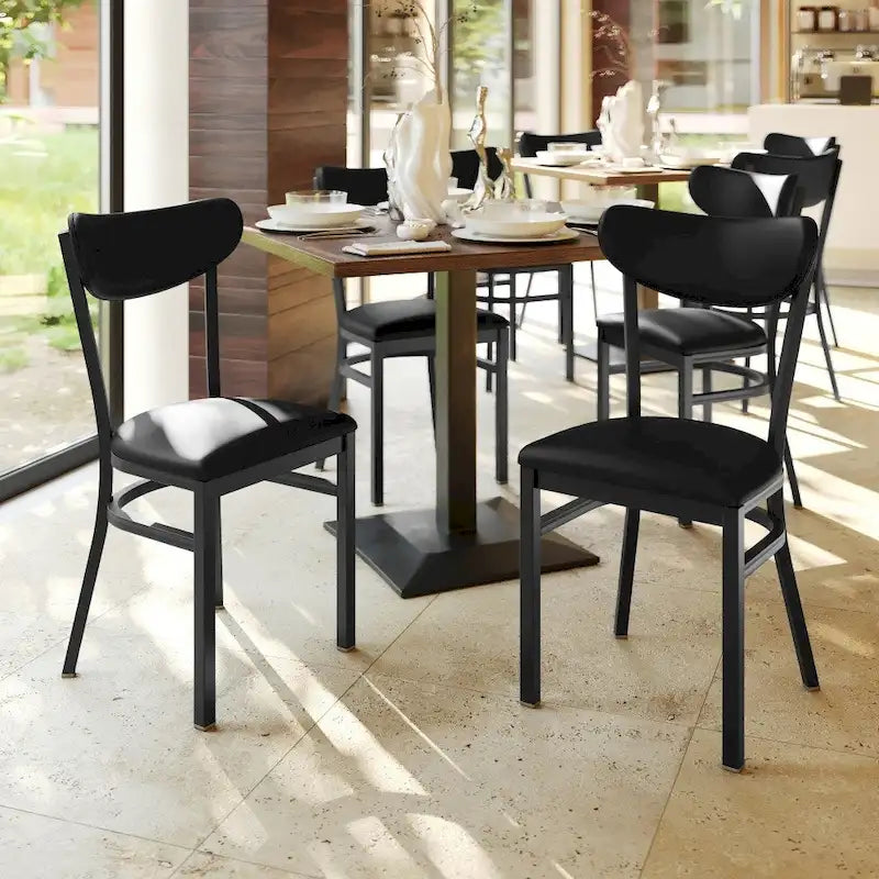 Commercial Metal Dining Chair with Wood Seat and Back