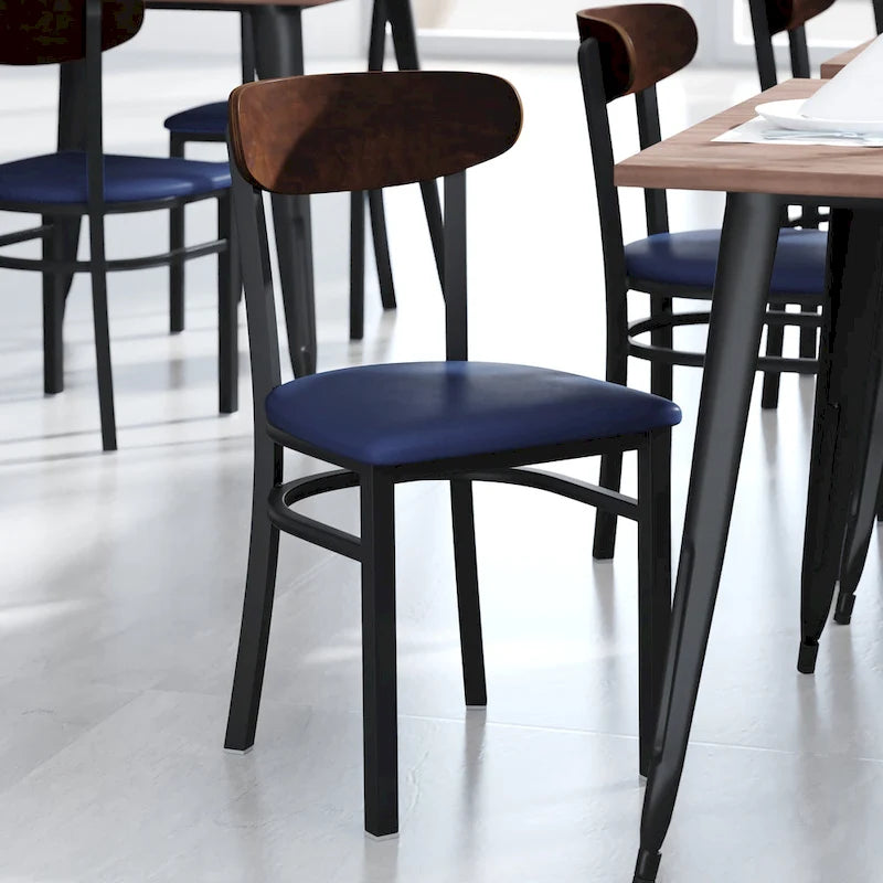 Commercial Metal Dining Chair with Wood Seat and Back