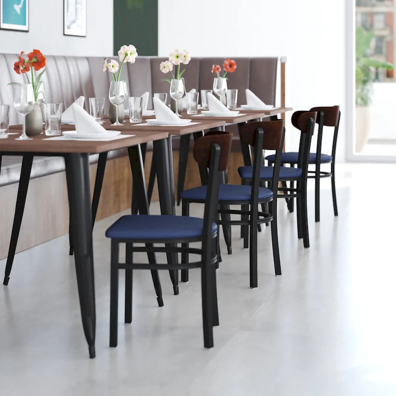 Commercial Metal Dining Chair with Wood Seat and Back