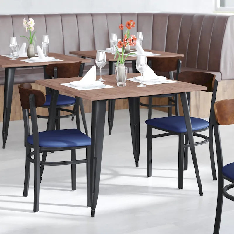 Commercial Metal Dining Chair with Wood Seat and Back