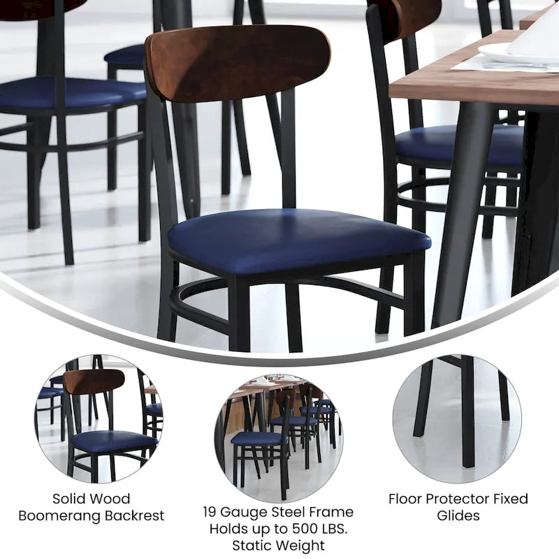 Commercial Metal Dining Chair with Wood Seat and Back
