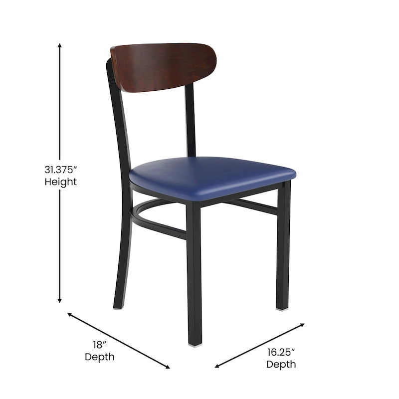 Commercial Metal Dining Chair with Wood Seat and Back
