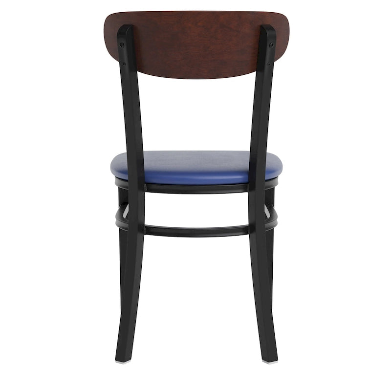 Commercial Metal Dining Chair with Wood Seat and Back