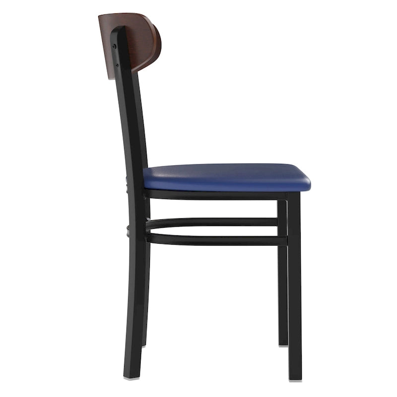 Commercial Metal Dining Chair with Wood Seat and Back