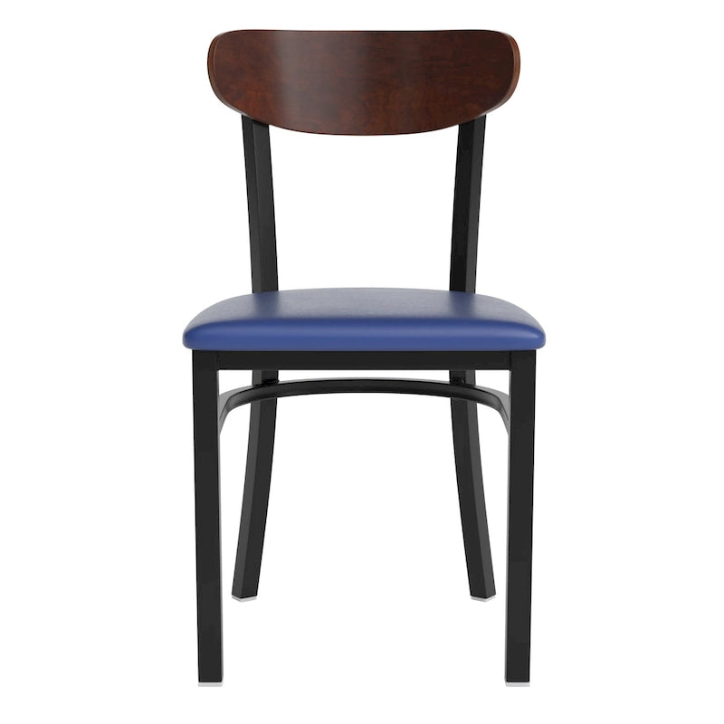 Commercial Metal Dining Chair with Wood Seat and Back