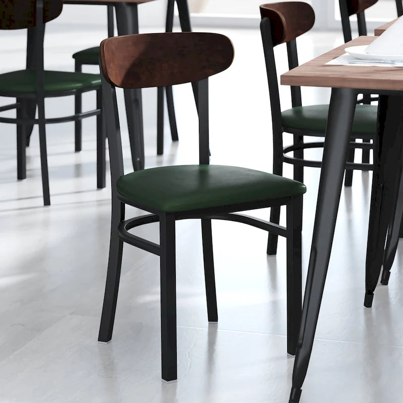 Commercial Metal Dining Chair with Wood Seat and Back