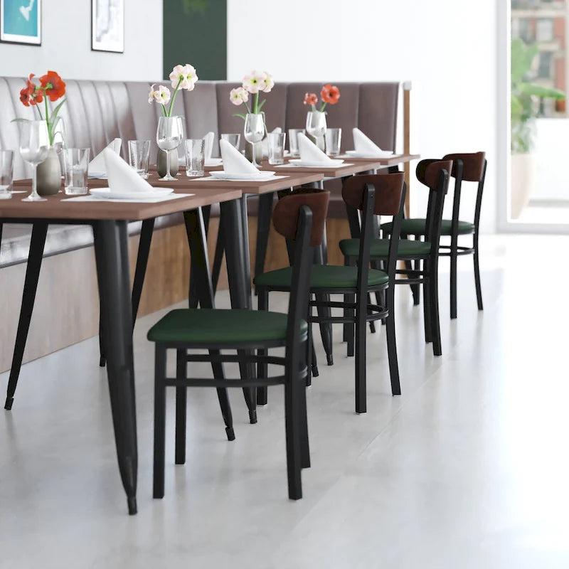 Commercial Metal Dining Chair with Wood Seat and Back