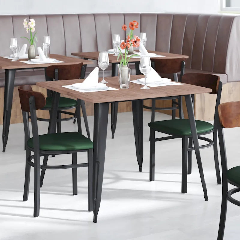 Commercial Metal Dining Chair with Wood Seat and Back