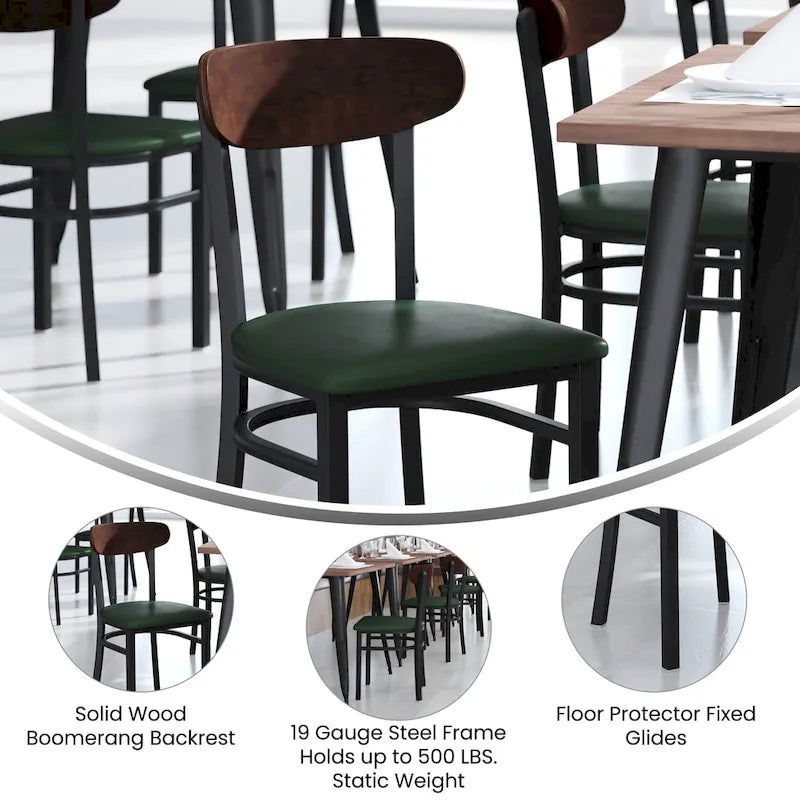 Commercial Metal Dining Chair with Wood Seat and Back