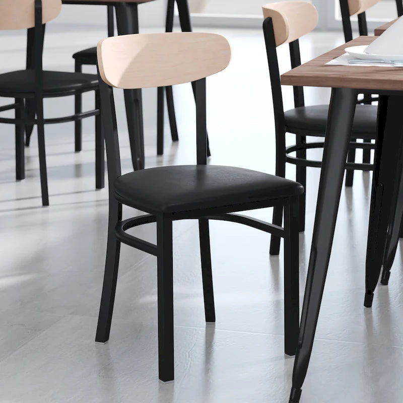 Commercial Metal Dining Chair with Wood Seat and Back