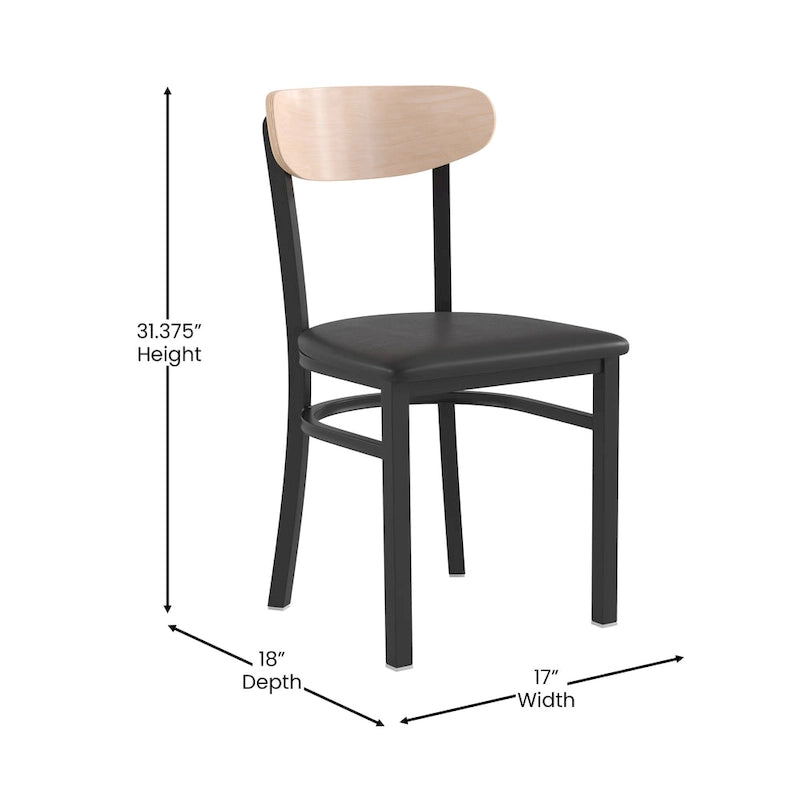 Commercial Metal Dining Chair with Wood Seat and Back