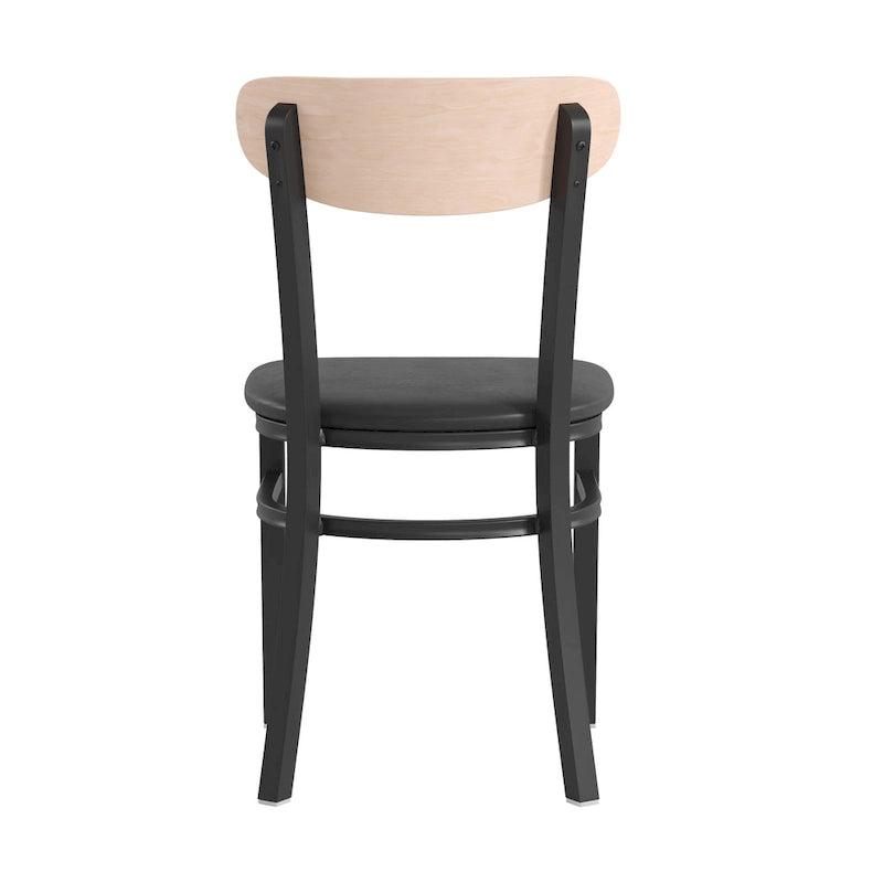Commercial Metal Dining Chair with Wood Seat and Back