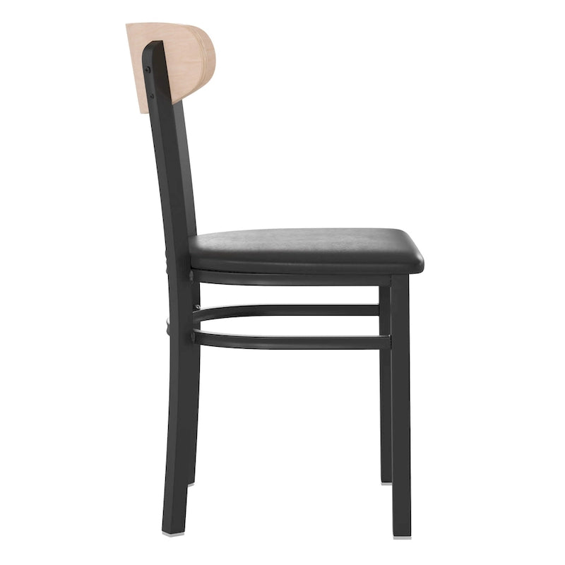 Commercial Metal Dining Chair with Wood Seat and Back