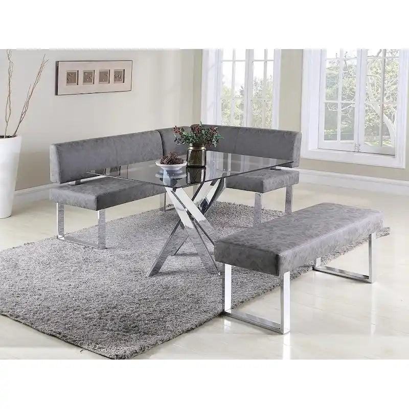Dark Grey Reversible Dining Nook - 48.81 x 71.25 x 33.46