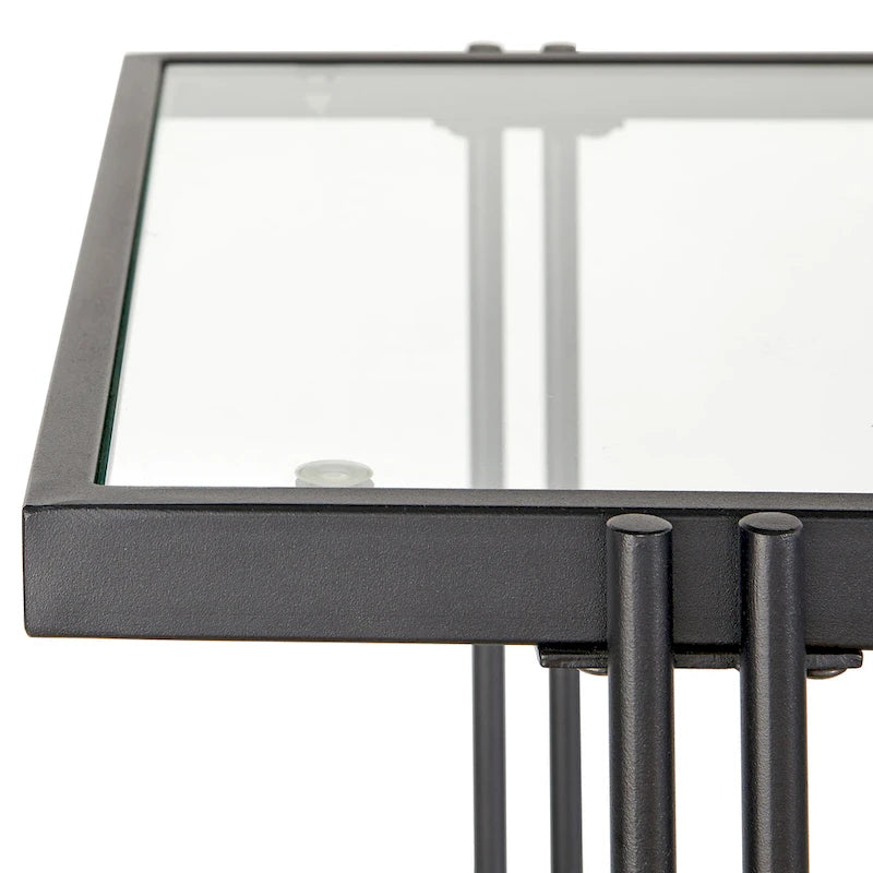 Metal and Glass 3-Tier Sofa Table