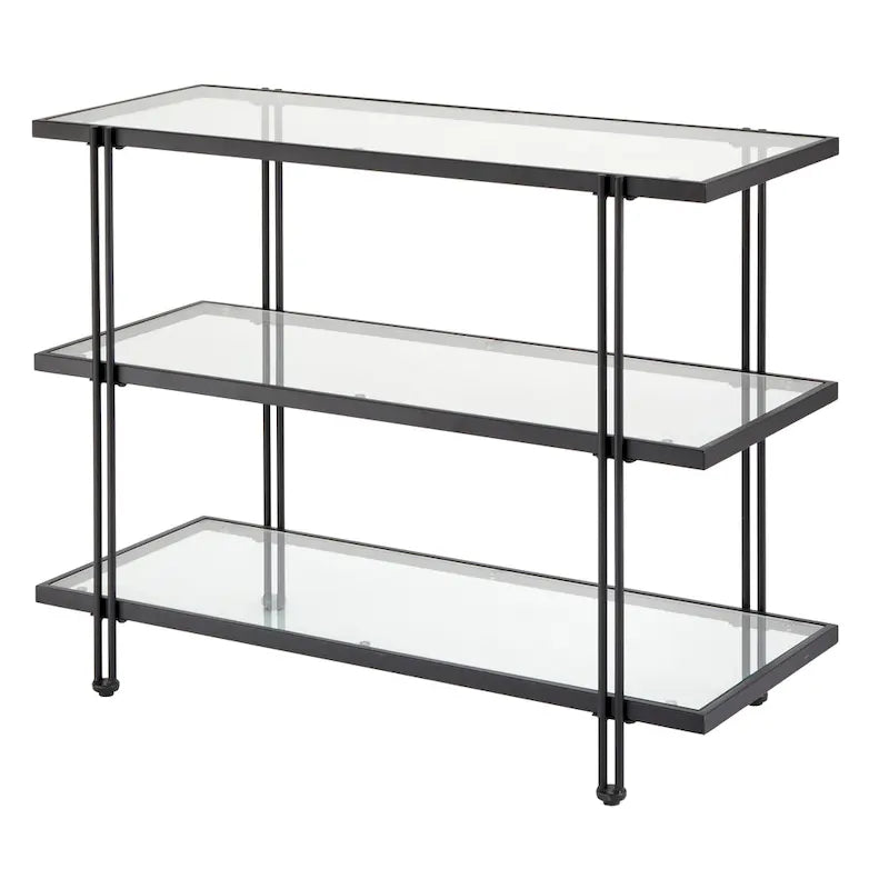 Metal and Glass 3-Tier Sofa Table