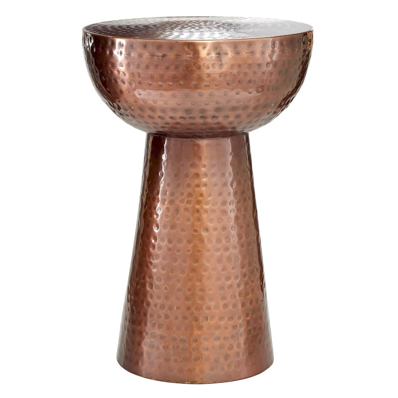Handmade Hammered Metal Accent Table - Bronze or Copper