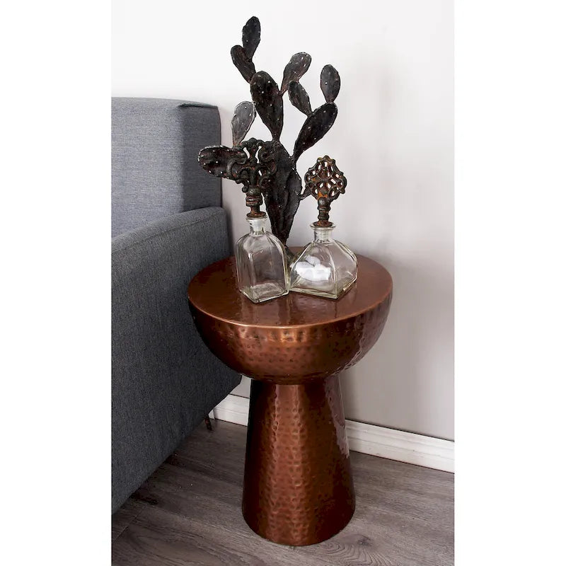 Handmade Hammered Metal Accent Table - Bronze or Copper